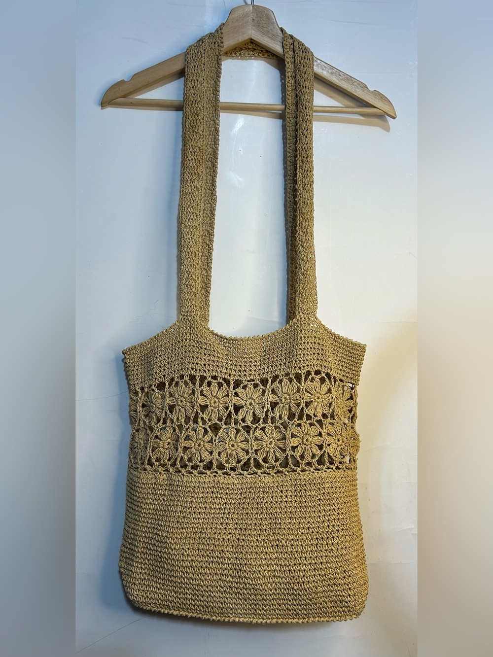 Floral Upper Woven Crochet Hemp Purse